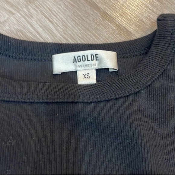 AGOLDE High Neck Ribbed Tank in Black - Picture 5 of 7